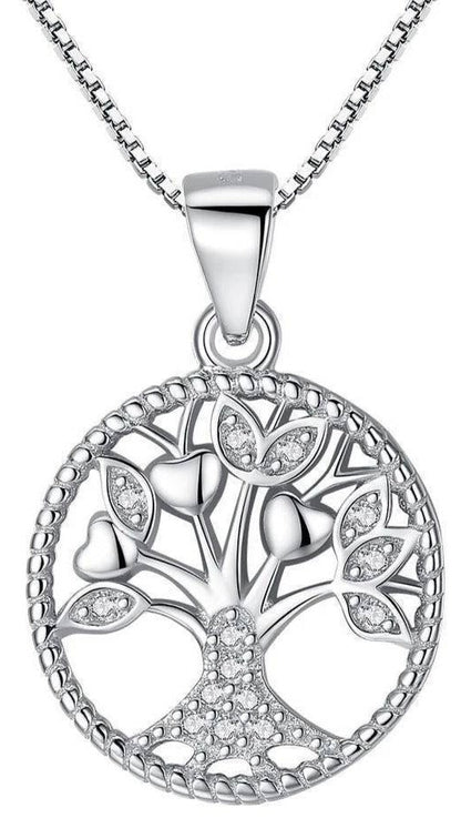Pendentif Arbre de Vie Cœur en Argent Massif