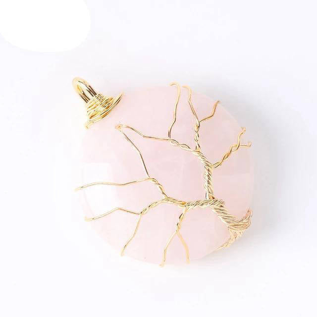 Arbre de Vie Quartz Rose Naturel - Bijou Élégant et Apaisant