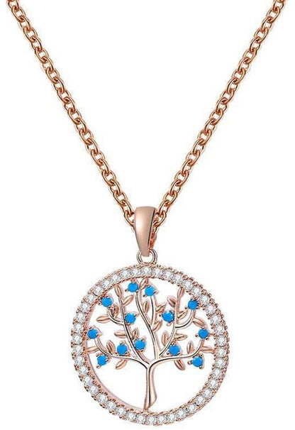 Collier Arbre de Vie Or et Bleu Intemporel