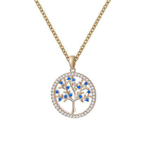 Collier Arbre de Vie Or et Bleu Intemporel