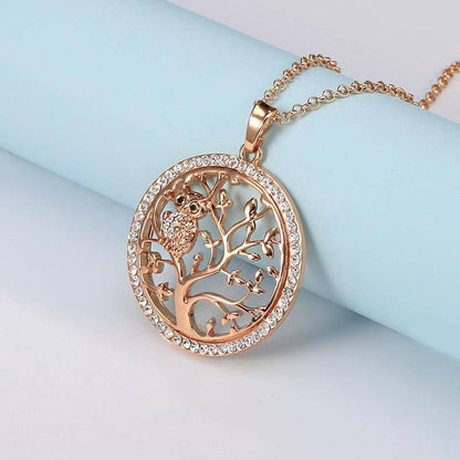 Collier Arbre de Vie Chouette Dorée