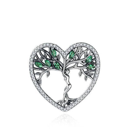 Collier Arbre de Vie : Cœur d’Émeraude en Argent Massif - Bijou Élégant et Symbolique