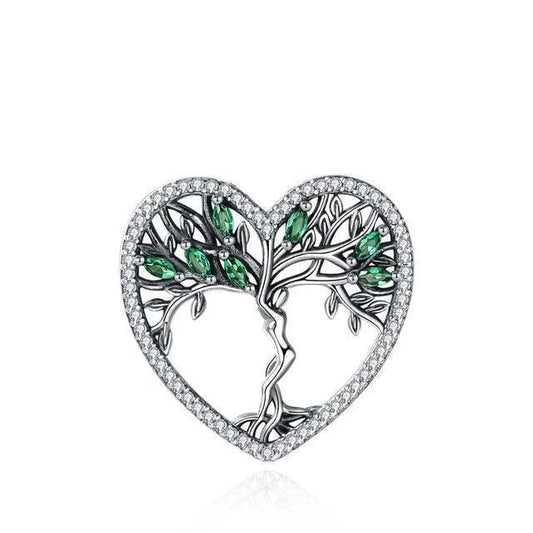 Collier Arbre de Vie : Cœur d’Émeraude en Argent Massif - Bijou Élégant et Symbolique