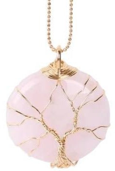 Arbre de Vie Quartz Rose Naturel - Bijou Élégant et Apaisant