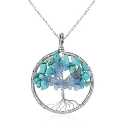 Collier Arbre de Vie avec Pierre Naturelle