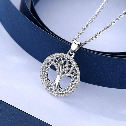 Pendentif Arbre de Vie Argent et Cristal - Bijou d'Élégance et Symbolisme