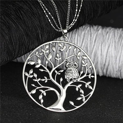 Pendentif Arbre de Vie Chouette Dorée