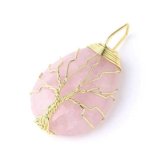 Collier Arbre de Vie Quartz Rose