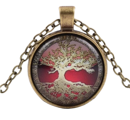 Collier Arbre de Vie Rouge : Éclat de Nature, Élégance Intemporelle
