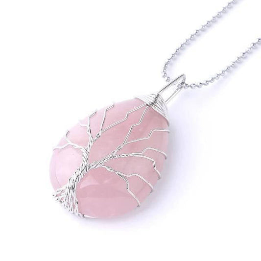 Collier Arbre de Vie Quartz Rose - Énergie Positive et Harmonie
