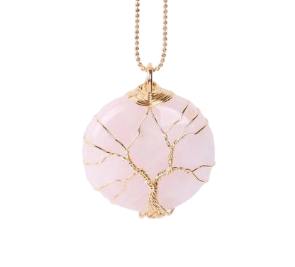 Arbre de Vie Quartz Rose Naturel - Bijou Élégant et Apaisant