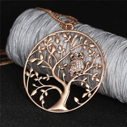Pendentif Arbre de Vie Chouette Dorée