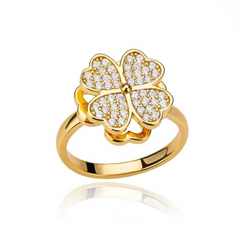 Bague d'anxiété Trèfle à quatre feuilles rotative
