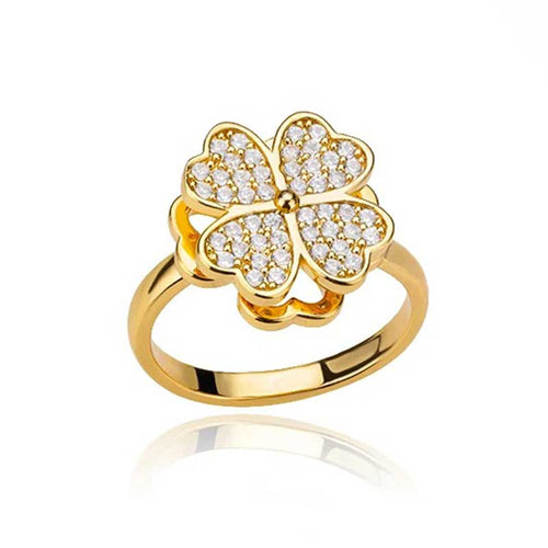Bague d'anxiété Trèfle à quatre feuilles rotative