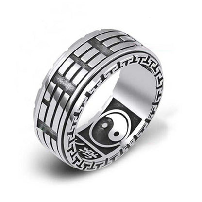Bague Anti-Stress en Argent avec Signe Chinois