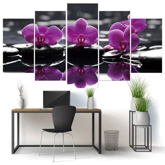Tableau Triptyque Orchidée Violette - Équilibre et Apaisement