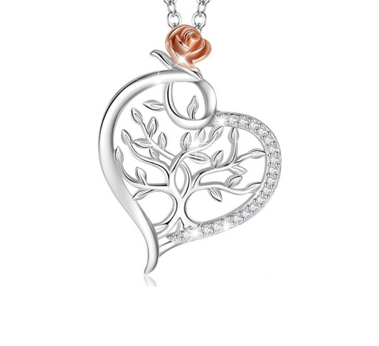 Pendentif Arbre de Vie Coeur de Rose