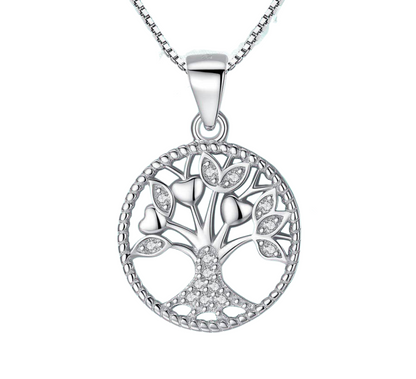 Pendentif Arbre de Vie Cœur en Argent Massif