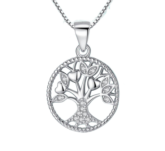Pendentif Arbre de Vie Cœur en Argent Massif