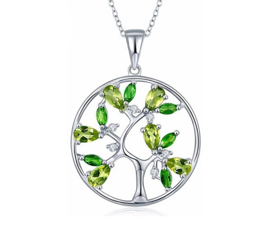 Collier Arbre de Vie Élégance - Bijou en Argent Sterling avec Topazes Naturelles