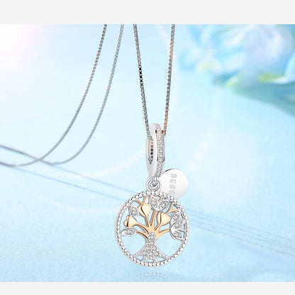 Collier Arbre de Vie Fleurs Dorées en Argent et Or