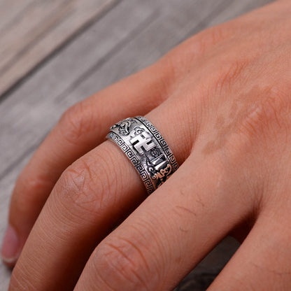 Bague Anti-Stress Croix Gammée Bouddhiste (Argent)