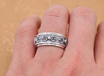 Bague Anti-Stress Tibétaine en Argent - Réconfort et Élégance