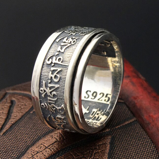 Bague Anti-Stress Om Mani Padme Hum en Argent