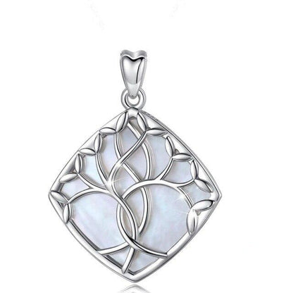Collier Arbre de Vie Argent Bleu Nacre