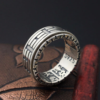 Bague Anti-Stress en Argent avec Signe Chinois